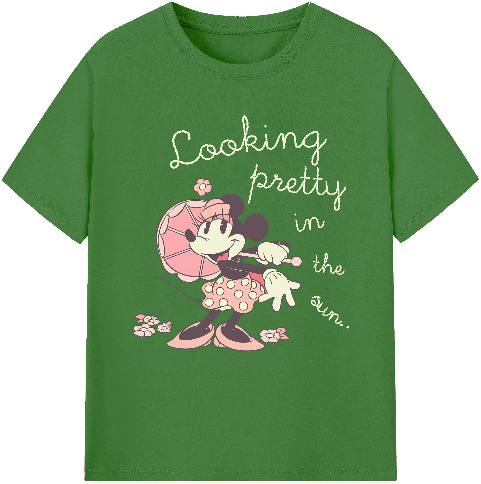 （画像用） ミッキーマウス Mickey Mouse レディースカジュアルプリントTシャツ（綿100％）